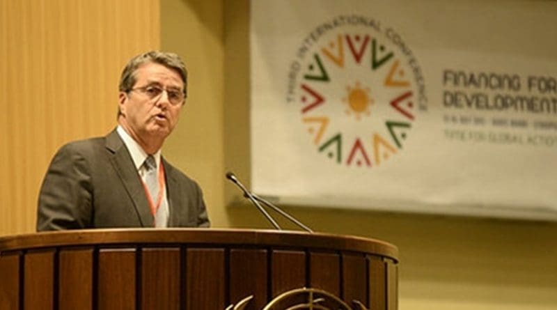 Roberto Azevêdo, Director-General of the WTO, speaking at the opening session of the International Conference on Financing for Development in Ethiopia, 13 July 2015. Photo © UNECA