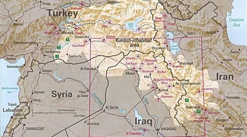 Kurdish-inhabited area, by CIA