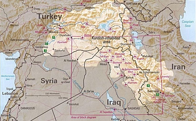 Kurdish-inhabited area, by CIA