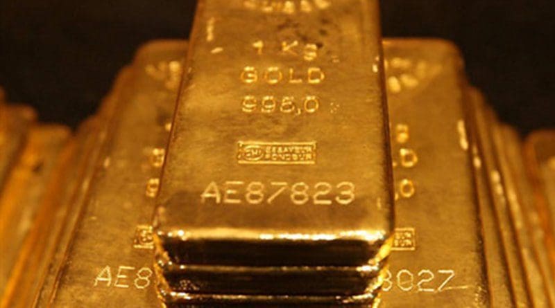 Gold Bars. Photo by Agnico-Eagle Mines Limited, Wikipedia Commons.