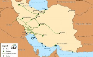 Infrastruttura petrolifera iraniana. Fonte: EIA.