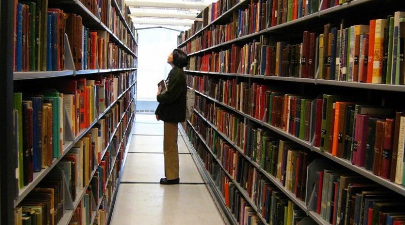 Research has moved online, with more than 80 percent of US students using Wikipedia for research papers. Credit Minneapolis Central Library, Wikipedia Commons, Steve Lyons