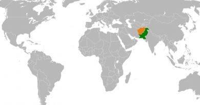 Location of Afghanistan and Pakistan. Source: Wikipedia Commons.