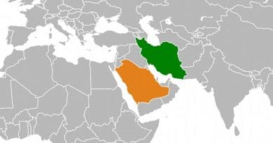 Location of Iran and Saudi Arabia. Source: Wikipedia Commons.