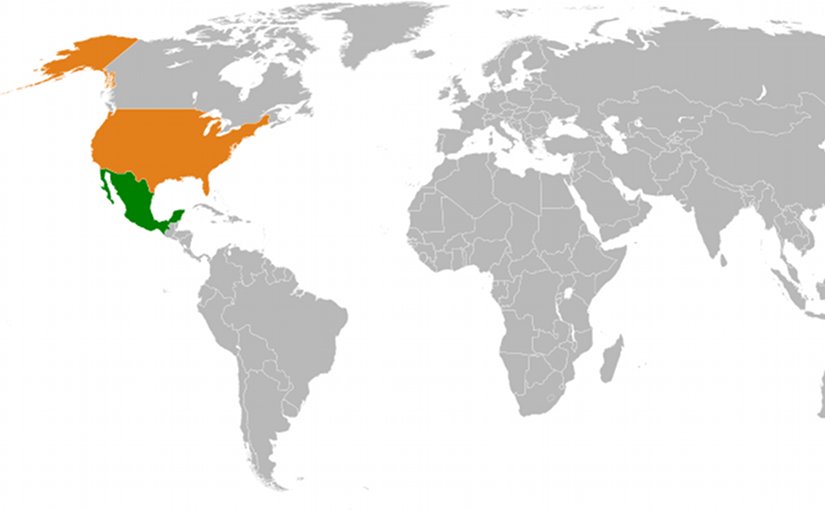 Location of Mexico and United States. Source: Wikipedia Commons.