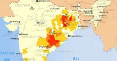 Map shows districts in India affected by Naxalites (left wing terrorism). Naxalites are considered far-left radical communists, supportive of Maoist ideology. Source: Institute for Conflict Management, SATP.