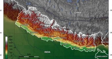 Topographic map of Nepal. Source: Wikipedia Commons.