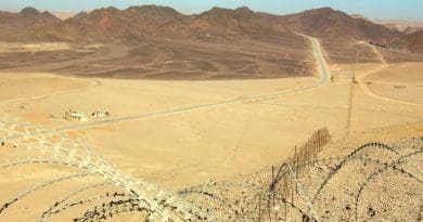 Sinai - Looking north along Egypt-Israel border north of Eilat. Photo by Wilson44691, Wikipedia Commons.