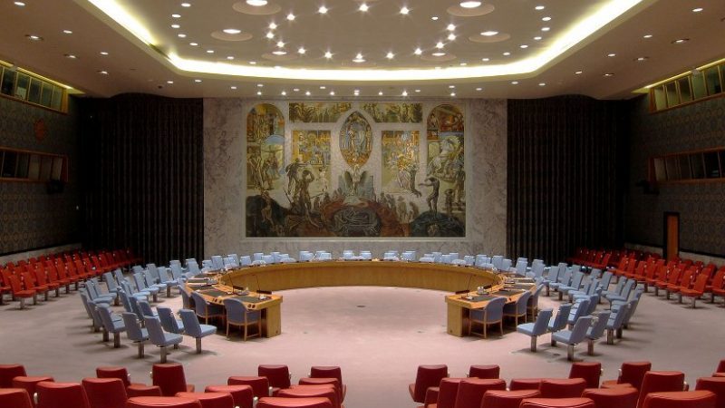 United Nations Security Council Chamber in New York City. Photo by Neptuul, Wikipedia Commons.