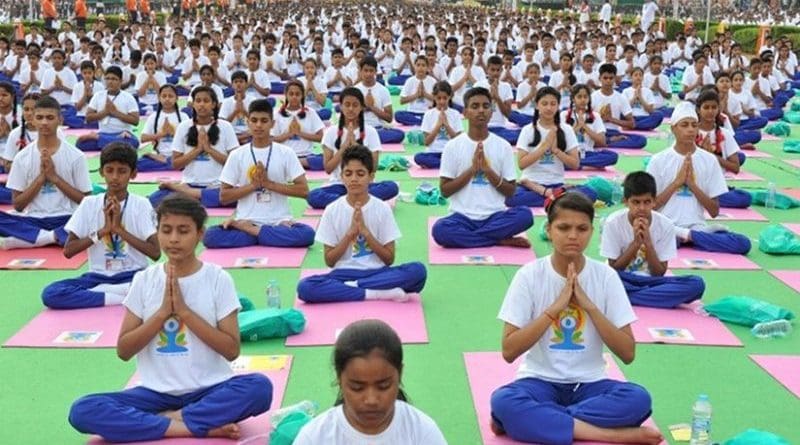 International Yoga Day 2015 in New Delhi, India. Photo by Narendra Modi, Wikipedia Commons.