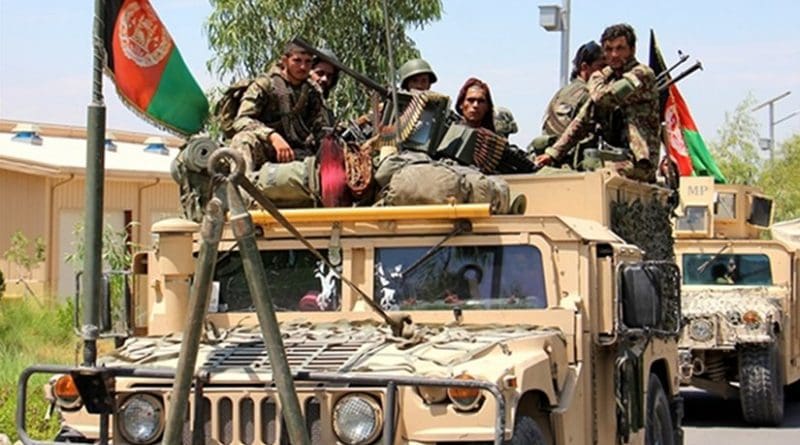 Afghan National Army troops move out from the 201 Corps headquarters at Tactical Base Gamberi in Laghman province, Afghanistan, in preparation for Operation Iron Triangle, July 30, 2015. U.S. Army photo by Capt. Jarrod Morris