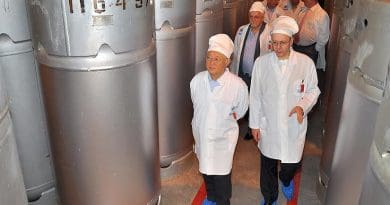 IAEA Director General Yukiya Amano inspects the reserve of LEU stored in Angarsk and made available by Russia for the future LEU bank in Kazakhstan. Photo Credit: ROSATOM.