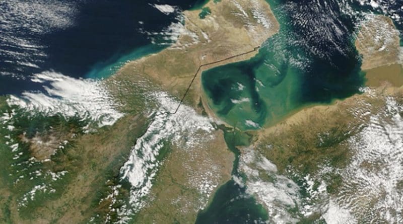 Satellite image of Guajira Peninsula and Gulf of Venezuela. From: Jeff Schmaltz