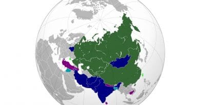 Map of the Shanghai Cooperation Organisation (SCO). Source: WIkipedia Commons.