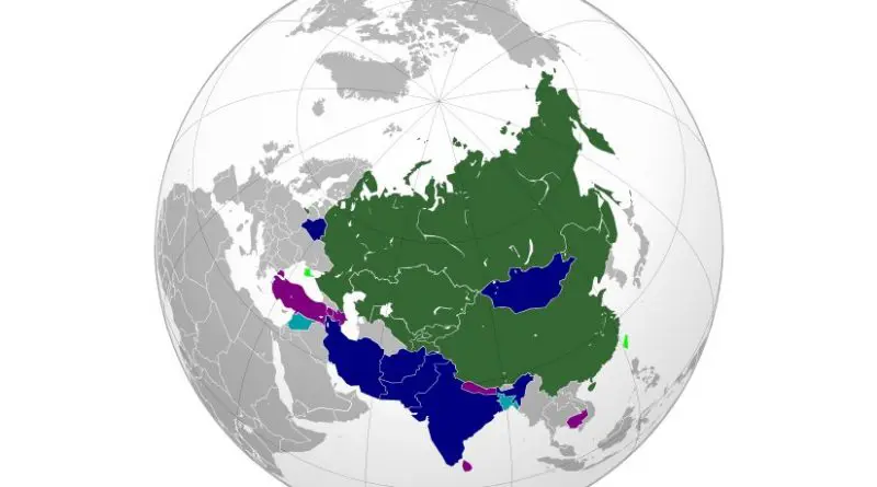 Map of the Shanghai Cooperation Organisation (SCO). Source: WIkipedia Commons.