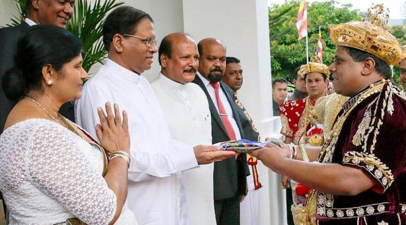 Sri Lanka's Maithripala Sirisena at the completion ceremony of the Kandy Esala Perahera.