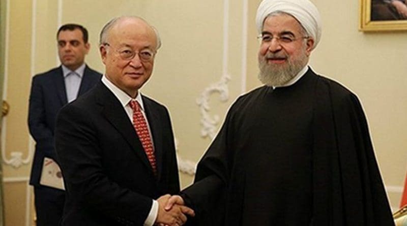 IAEA's Yukiya Amano meets Iran's President Rohani in Tehran.