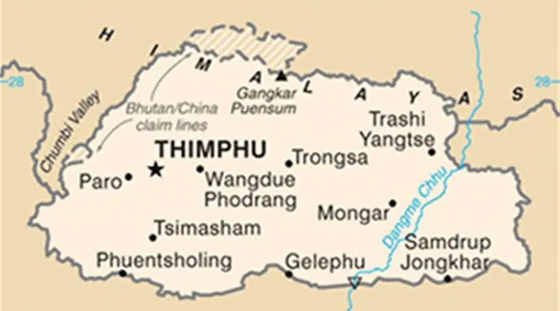 Map of Bhutan. Source: CIA World Factbook.