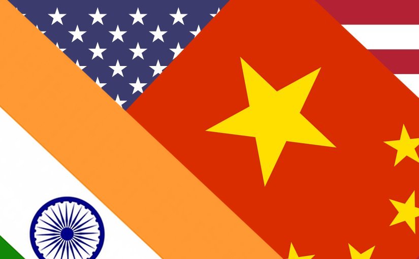 Flags of China, India and United States