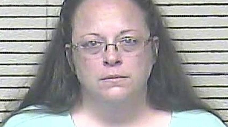 Mug shot of Kim Davis. Photo: Carter County Detention Center, Wikipedia Commons.