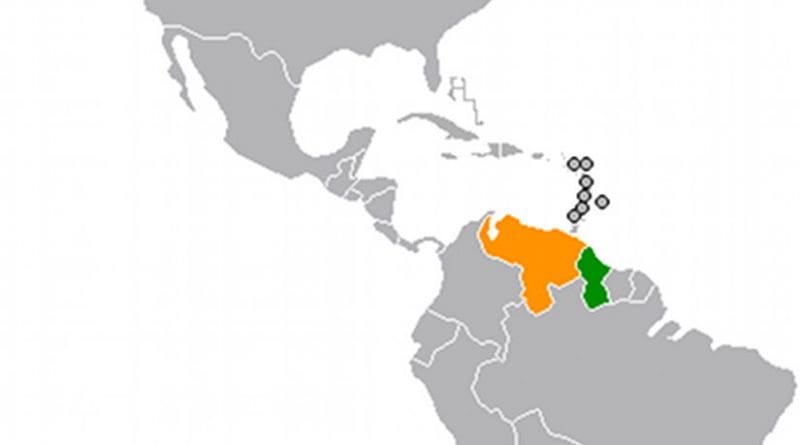 Location of Guyana (Green) and Venezuela (Orange). Source: WIkipedia Commons.