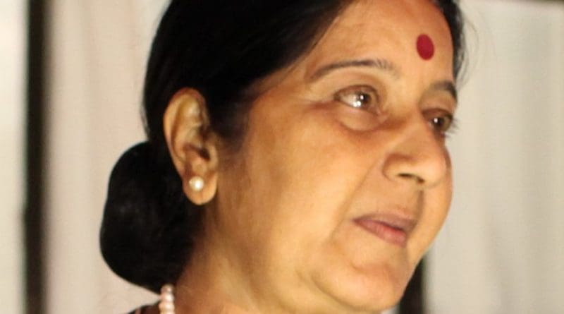 India's Sushma Swaraj. Photo UK's Foreign and Commonwealth Office, Wikipedia Commons.