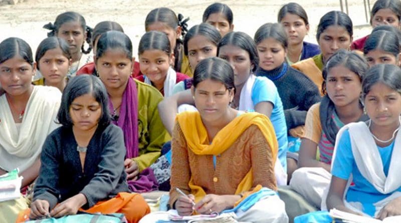 Girls studying in India.