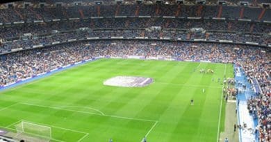 Real Madrid's Santiago Bernabéu Stadium in Madrid, Spain. Photo by Chris Brown, Wikipedia Commons.