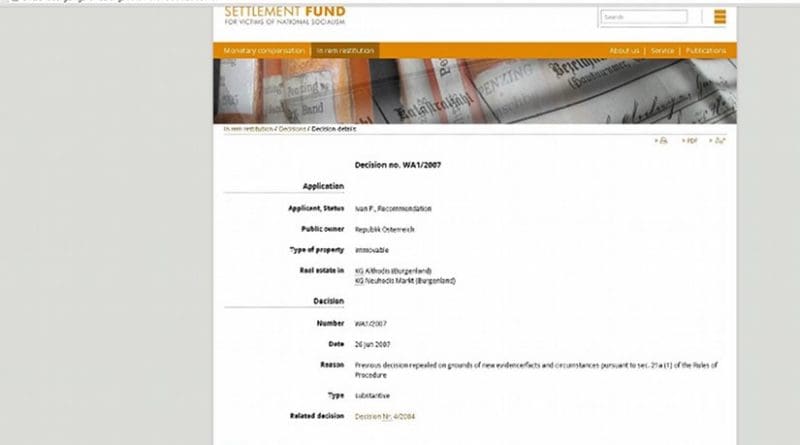 Screenshot taken 23 September 2015 – Austria’s National Fund website was missing one one key decision – the one that contained a ruling that impacts Stephan Templ’s case.