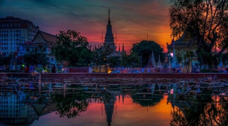 Sunset in Phnom Penh, Cambodia.