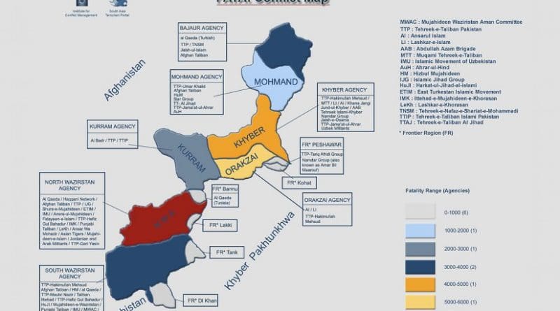 Pakistan: FATA conflict map. Credit: SATP.