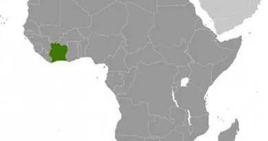 Location of Ivory Coast (Cote d'Ivoire). Source: CIA World Factbook.