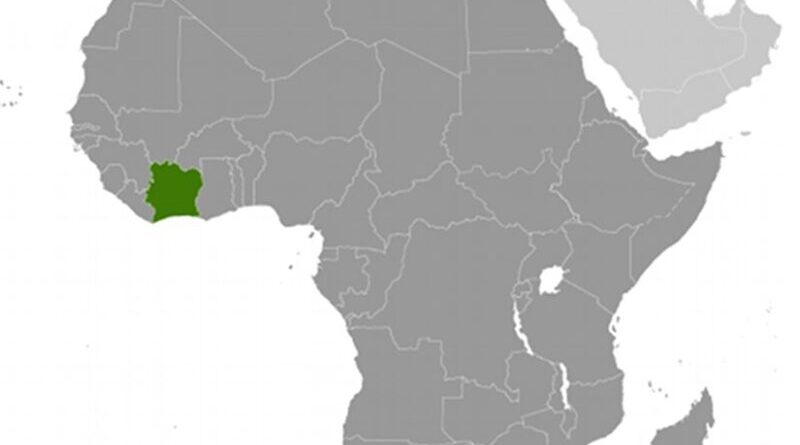 Location of Ivory Coast (Cote d'Ivoire). Source: CIA World Factbook.