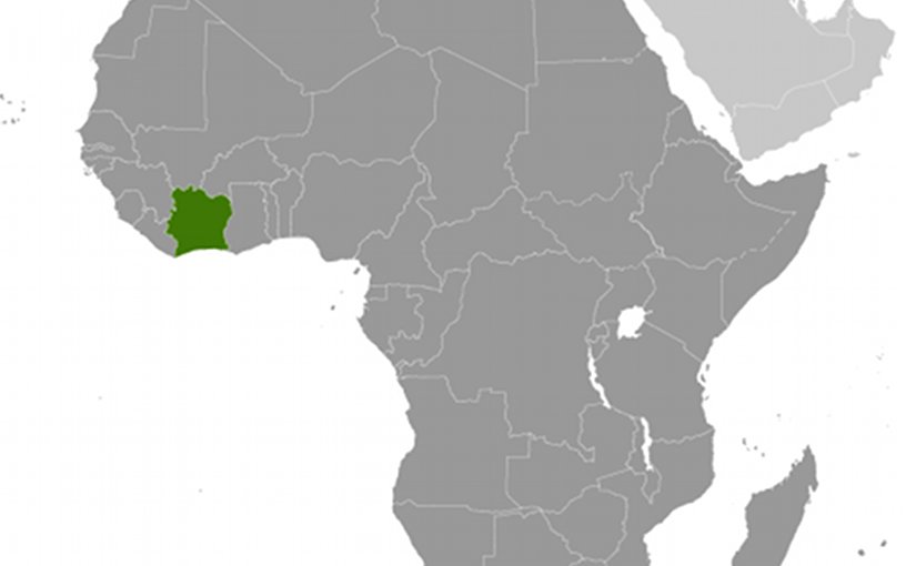 Location of Ivory Coast (Cote d'Ivoire). Source: CIA World Factbook.