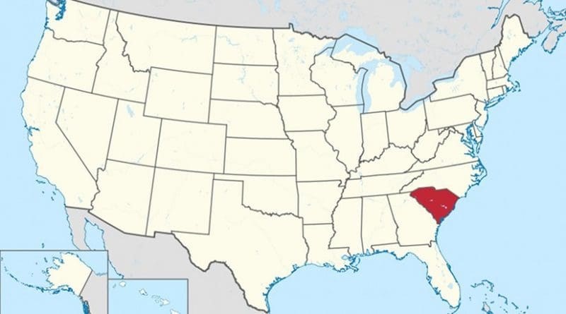 Location of South Carolina in United States. Source: Wikipedia Commons.