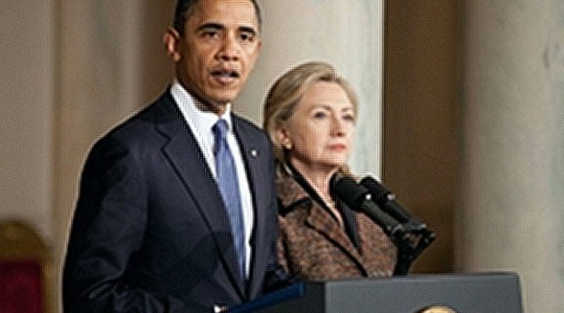 United States' Barack Obama and Hillary Clinton.