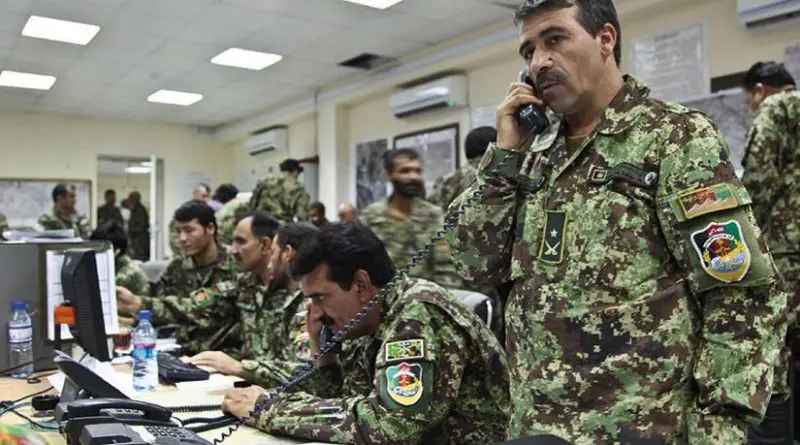 Afghan National Army soldiers wait for updates during runoff elections at Forward Operating Base Gamberi, Laghman Province, Afghanistan, June 14, 2014 (U.S. Army/Dixie Rae Liwanag)