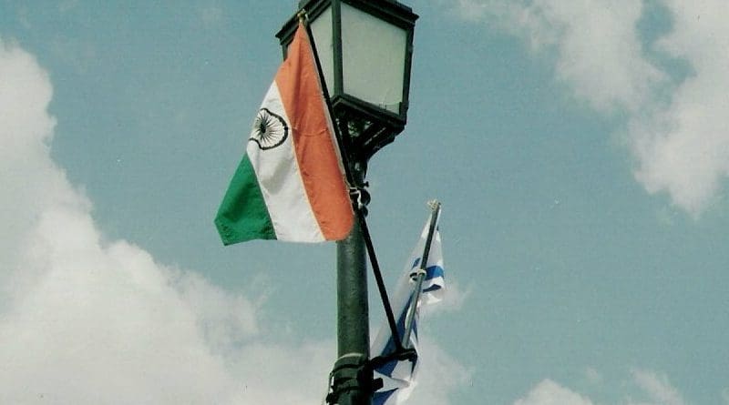 Flags of India and Israel. Photo by Aviad2001, Wikipedia Commons.