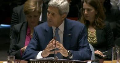 US Secretary of State John Kerry speaks at Meeting on International Peace and Security and Countering Terrorism, Sept. 30, 2015. Photo Credit: Screenshot from State Department video.