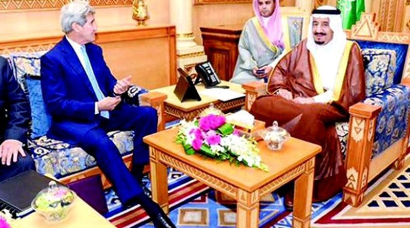 Saudi Arabia's King Salman meets John Kerry. Photo Credit: SPA.