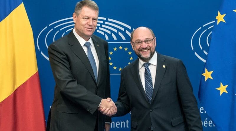 Romania's Klaus Iohannis (left) with Martin Schulz. Photo Credit: European Parliament