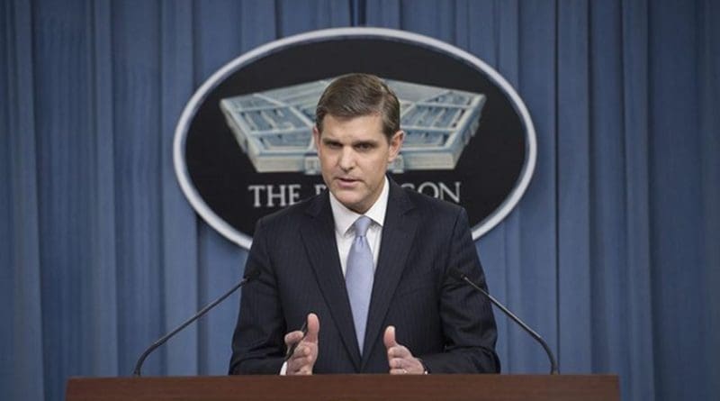 Pentagon Press Secretary Peter Cook conducts a news conference with reporters at the Pentagon. DoD photo by Air Force Senior Master Sgt. Adrian Cadiz