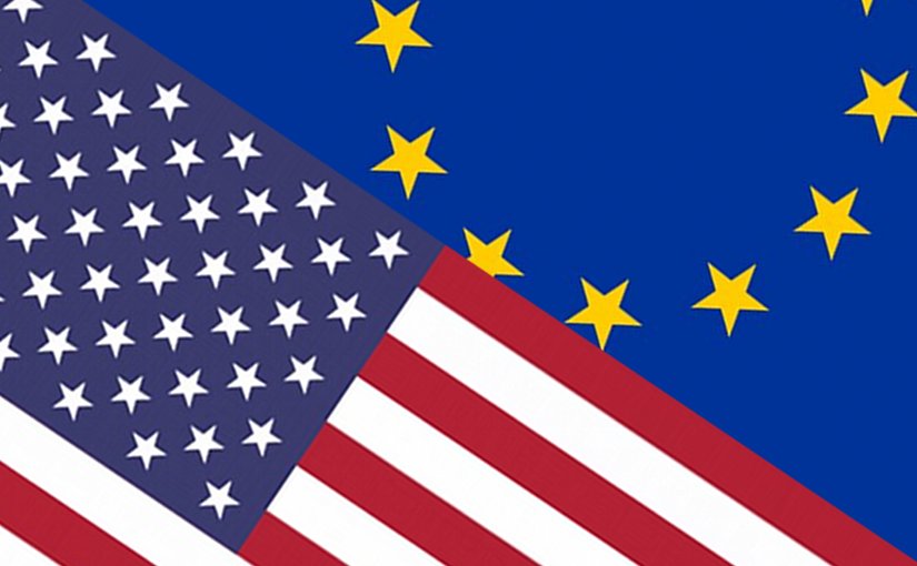 Flags of European Union and United States