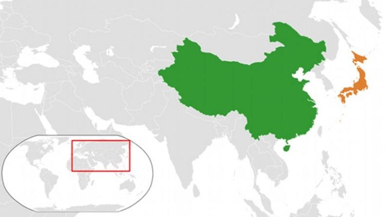 Location of China and Japan. Source: Wikipedia Commons.