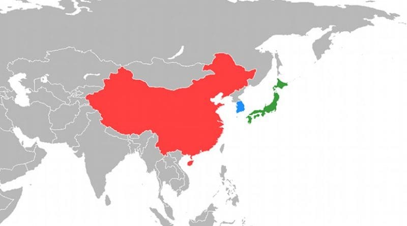 Locations of China, Japan and South Korea. Source: Wikipedia Commons.