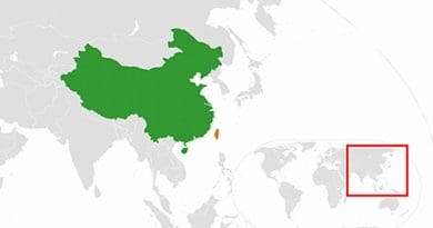 Locations of China and Taiwan. Source: Wikipedia Commons.