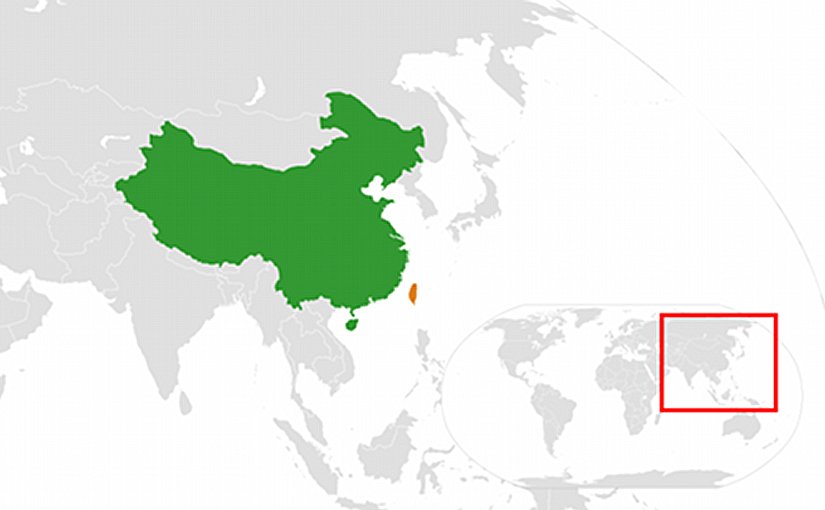 Locations of China and Taiwan. Source: Wikipedia Commons.