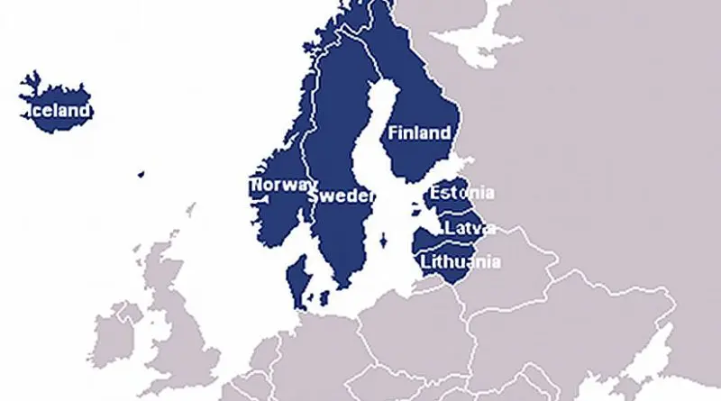 Member states of the Nordic-Baltic Eight. Source: Wikipedia Commons.
