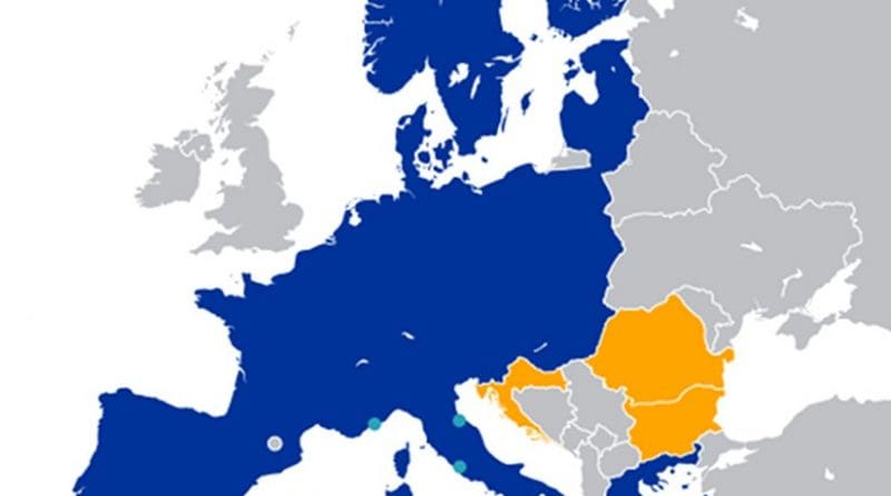 The Schengen Area. Source: Wikipedia Commons.