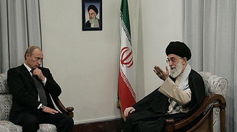 File photo of meeting between Russia's Vladimir Putin and Iran's Ayatollah Khamenei. Photo Credit: Kremlin.ru, Wikipedia Commons.